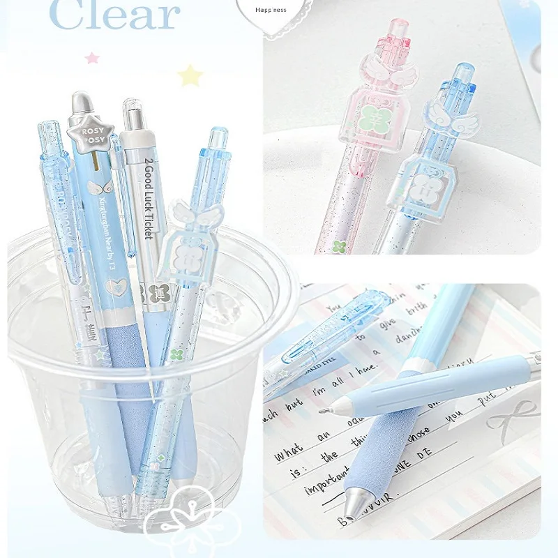 

Rosy Posy 4pcs Cute Fragrance Press Gel Pens Set 0.5mm ST Quick-dry Smooth School Writing Stationery Safety,Non-toxic Aroma Pen