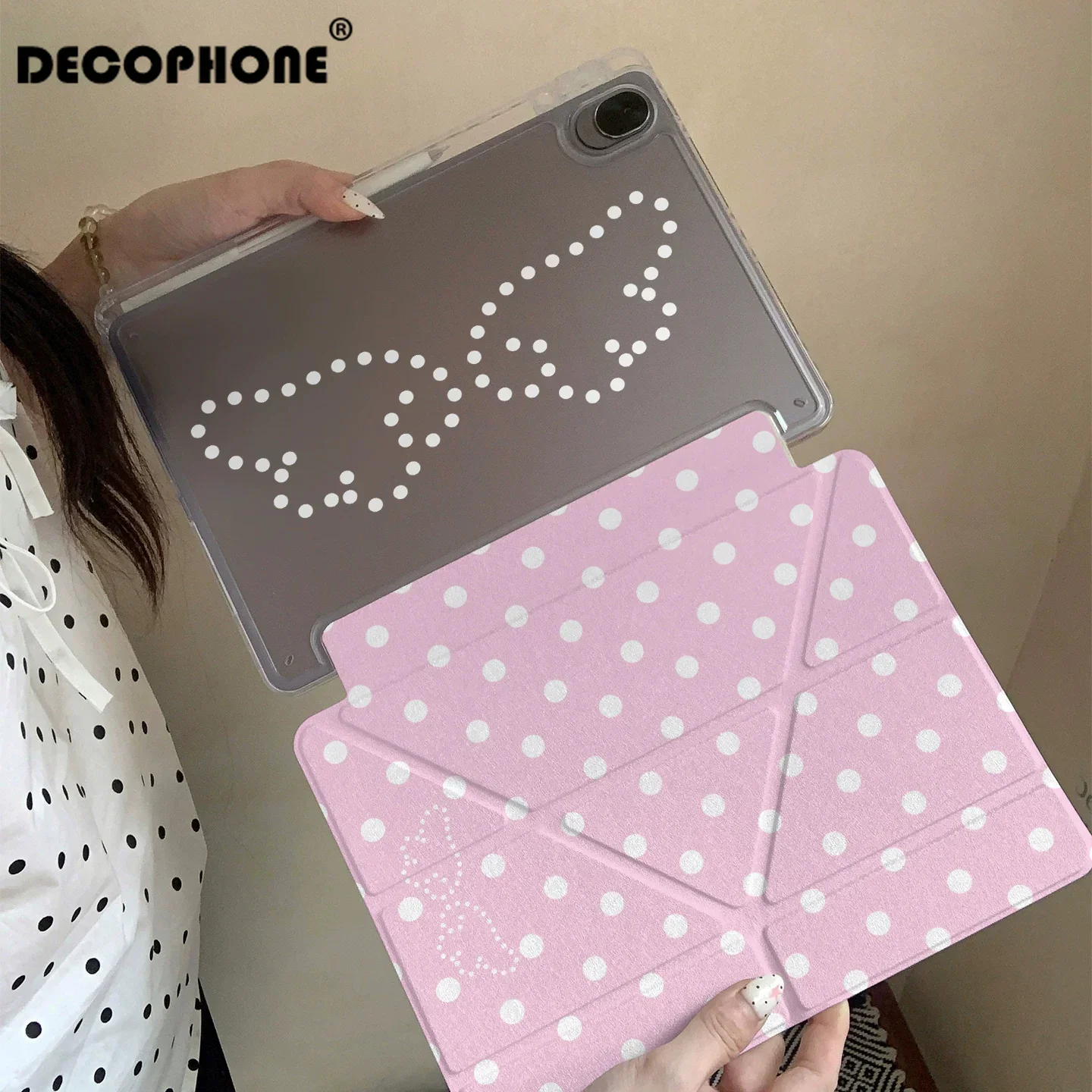 Polka-Dot Wings 3+Y-fold For Samsung Galaxy Tab/Redmi/Lenovo/ iPad 10th/HONOR MagicPad/OPPO/ONE PLUS/HUAWEIMATEOAD