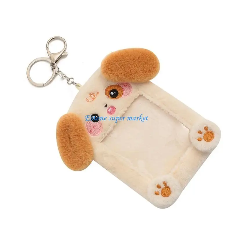 090B Multiuse Plush Keychain Card Holder Cartoon Plush Photo Holder for Fans