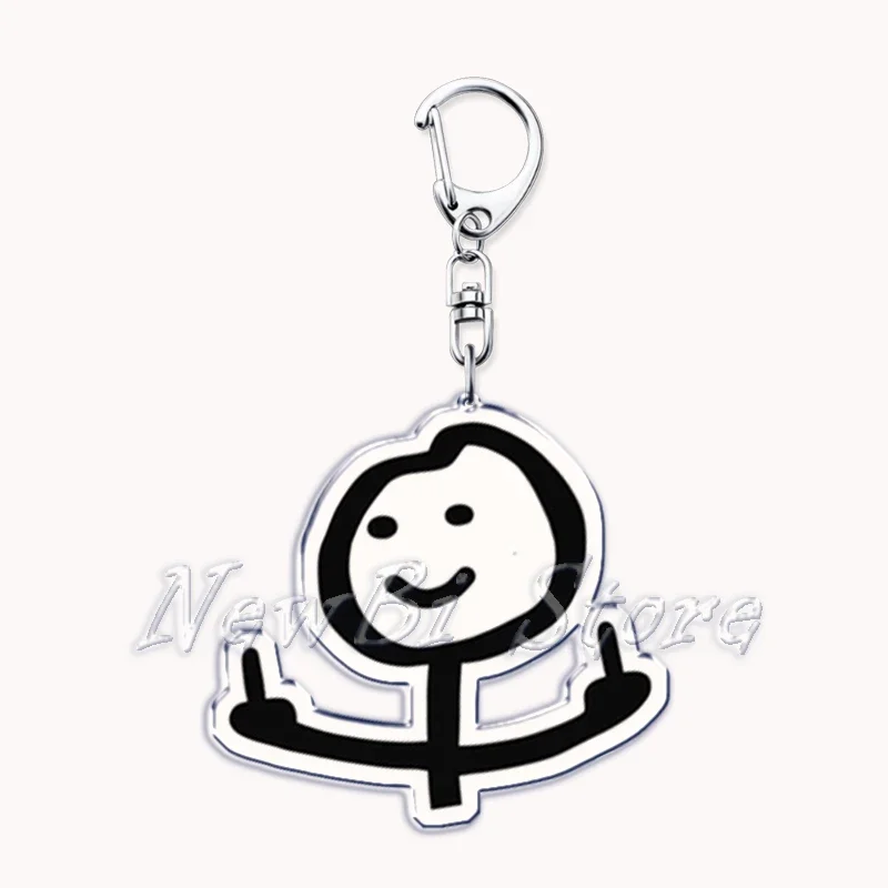 Funny Meme Stickman Keychain for Women Accessories Middle Finger Line Art Stick Figures Pendant Keying Jewelry Friends Fans Gift