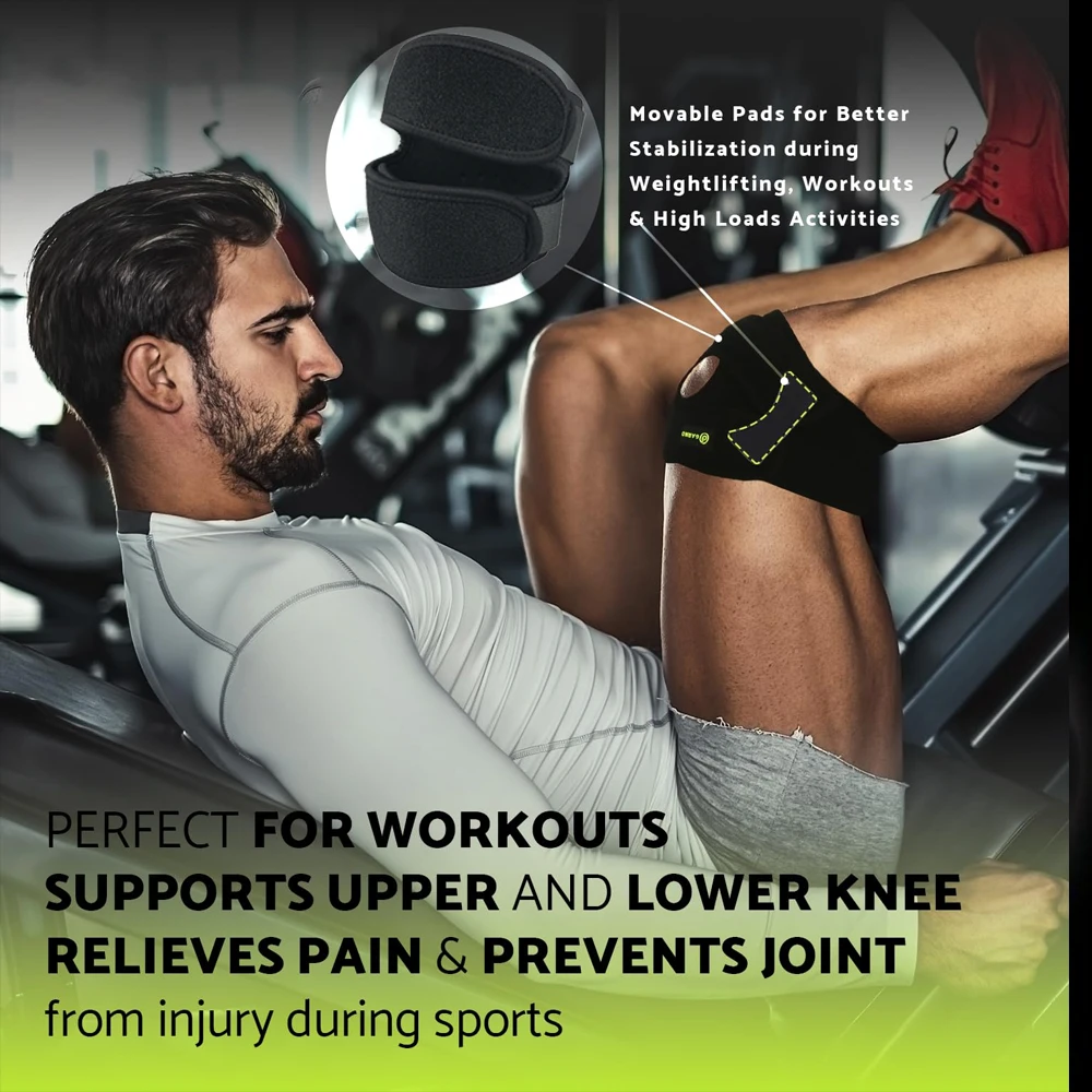 Knee Brace for Pain Relief by Meniscus Tear, Arthritis, ACL,Compression Patellar Tendon Support Strap for Working Out Men Women