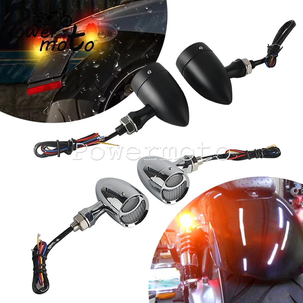 

Универсальный для Cruiser Bobber Chopper Yamaha Suzuki Kawasaki, уличный велосипед, мотор, указатели поворота, задний фонарь, янтарные мигалки