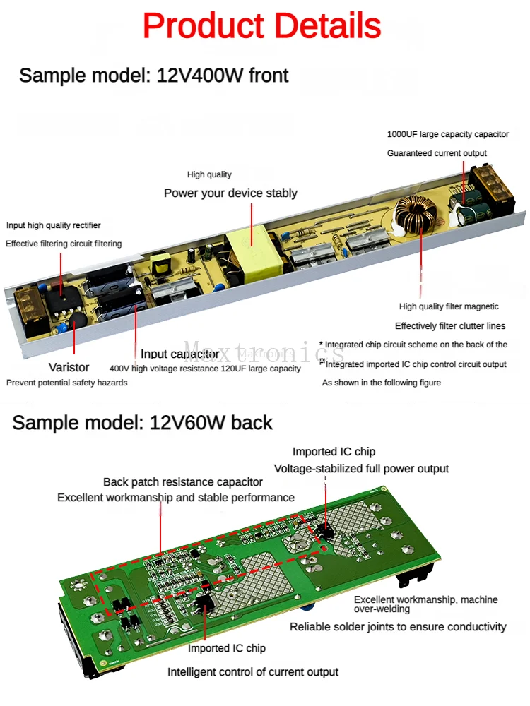 LED Ultra-thin Power Supply Lighting Transformer AC To DC 12V 24V Power Adapter Ultra Thin 60/100/150W 200W 300W 400W LED Driver
