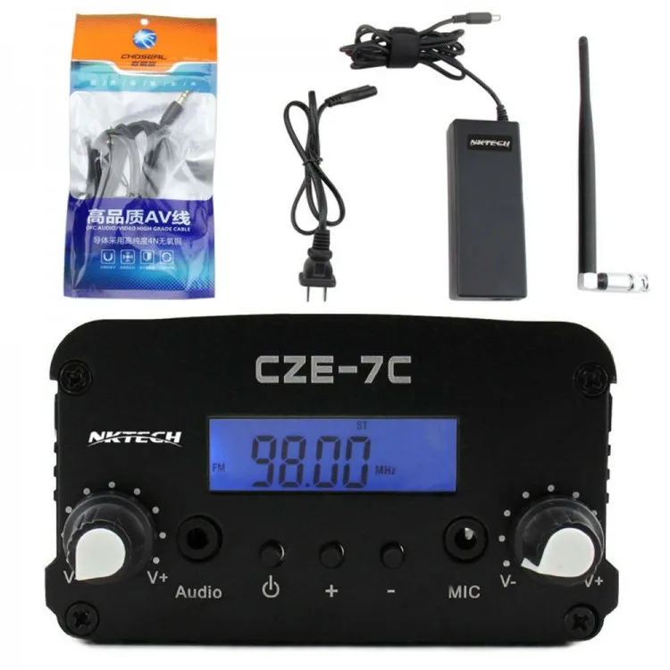 CZE-7C 1W 7W Stereo LCD Broadcast Radio Station Home Wireless Audio System FM Transmitter