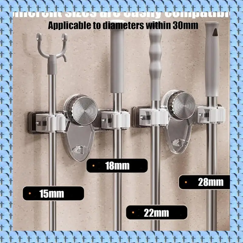 

NOCM 2PCS Broom Holder Mop Hanger No Punching Suction Cup Broom Holder Wall Mount Forbathroom, Kitchen, Office