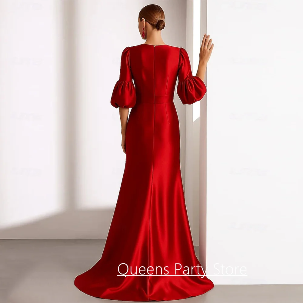 Elegant Mother of The Bride Dress Customized V Neck Half Lantern Sleeves Flower Mermaid Wedding Guest Gown Evening Dresses