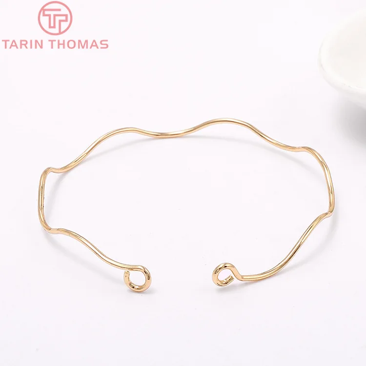 (3398)4PCS 65MM 24K Gold Color Brass High Bracelet Quality Jewelry Making Supplies Diy Findings Accessories