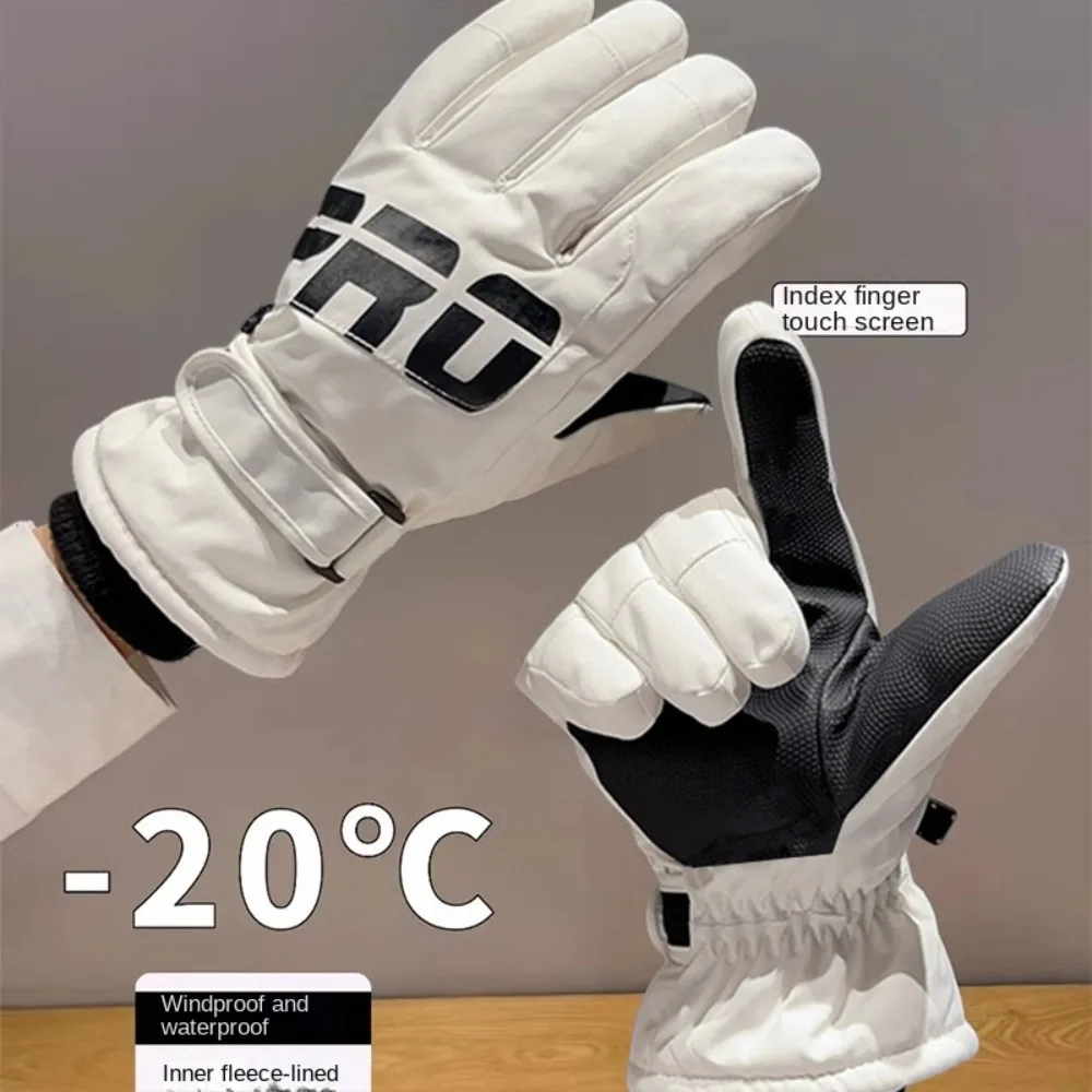 사이클링 장비 전체 손가락 스키 장갑 플러시 두꺼운 겨울 따뜻한 장갑 방수 방풍 스노우 장갑 야외 스포츠