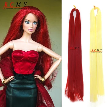 Rosso Giallo BJD Doll Latte Capelli di seta 1/3 1/4 1/6 Accessori per bambole Fibra di nylon sintetica Parrucca per bambola Materiale di ripristino