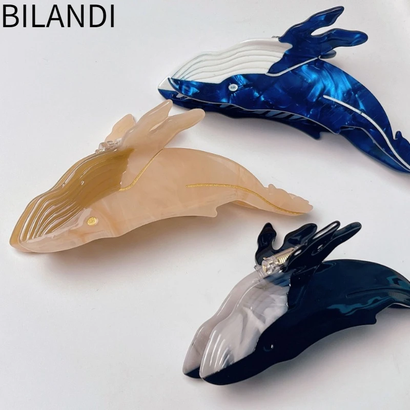 Bilandi 2023 New Trend Hair Claw Clip Lovely Whale Acetate HairClip For Women Hair Accessories Head Wearing Dropshipping