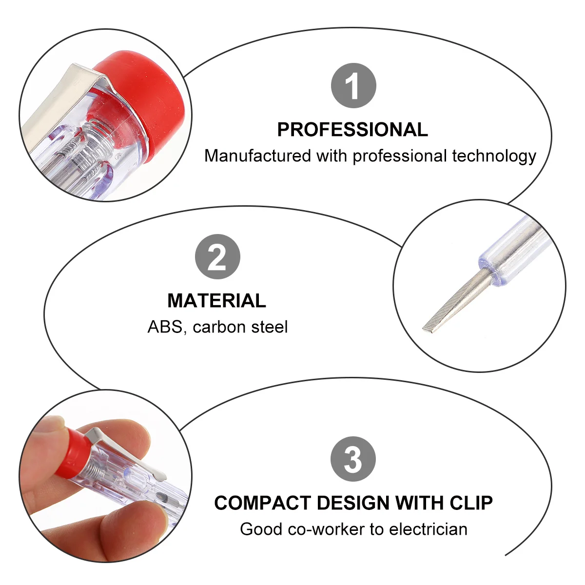 

5Pcs Voltage Pen Multifuntion Electric Circuit Tester Slotted Screwdriver for Home Automotive Garage Boat Use