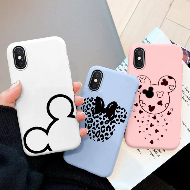 Bowknot Print Line Art For Phone Case for iphone X XS Max XR x xs 10 Cute Cartoon Mouse Cover Silicone Back TPU Funda Capa Soft