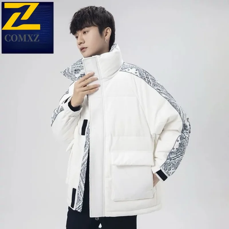 

COMXZ мужской пуховик, повседневная куртка с воротником-стойкой, уличная альпинистская ветрозащитная парка премиум-класса, легкое зимнее пальто в повседневном стиле