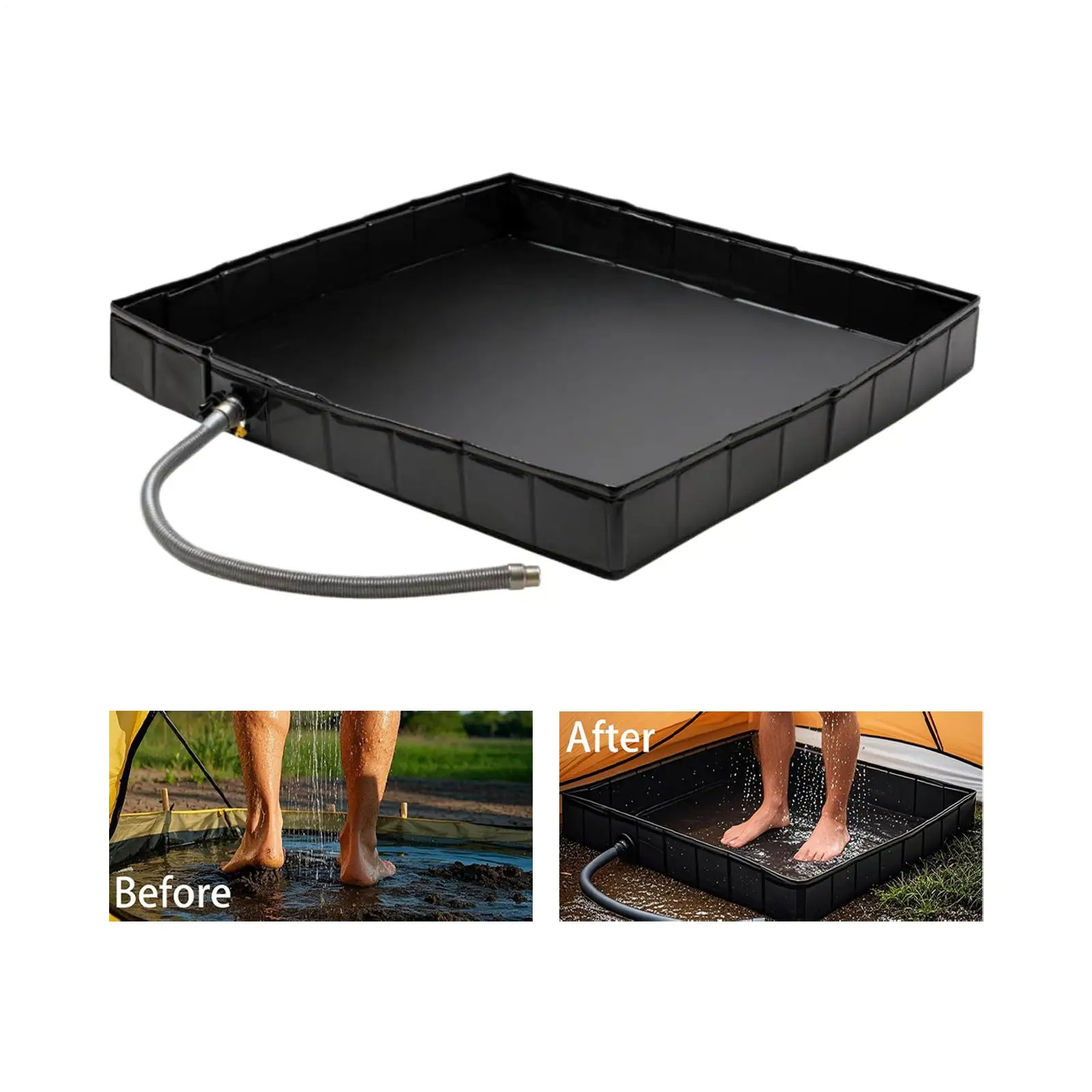 Outdoor Shower Base Portable Shower Floor With Drain Hole Portable Basin Flooring Camping Gear For Sauna Pet Bath Garden Patio