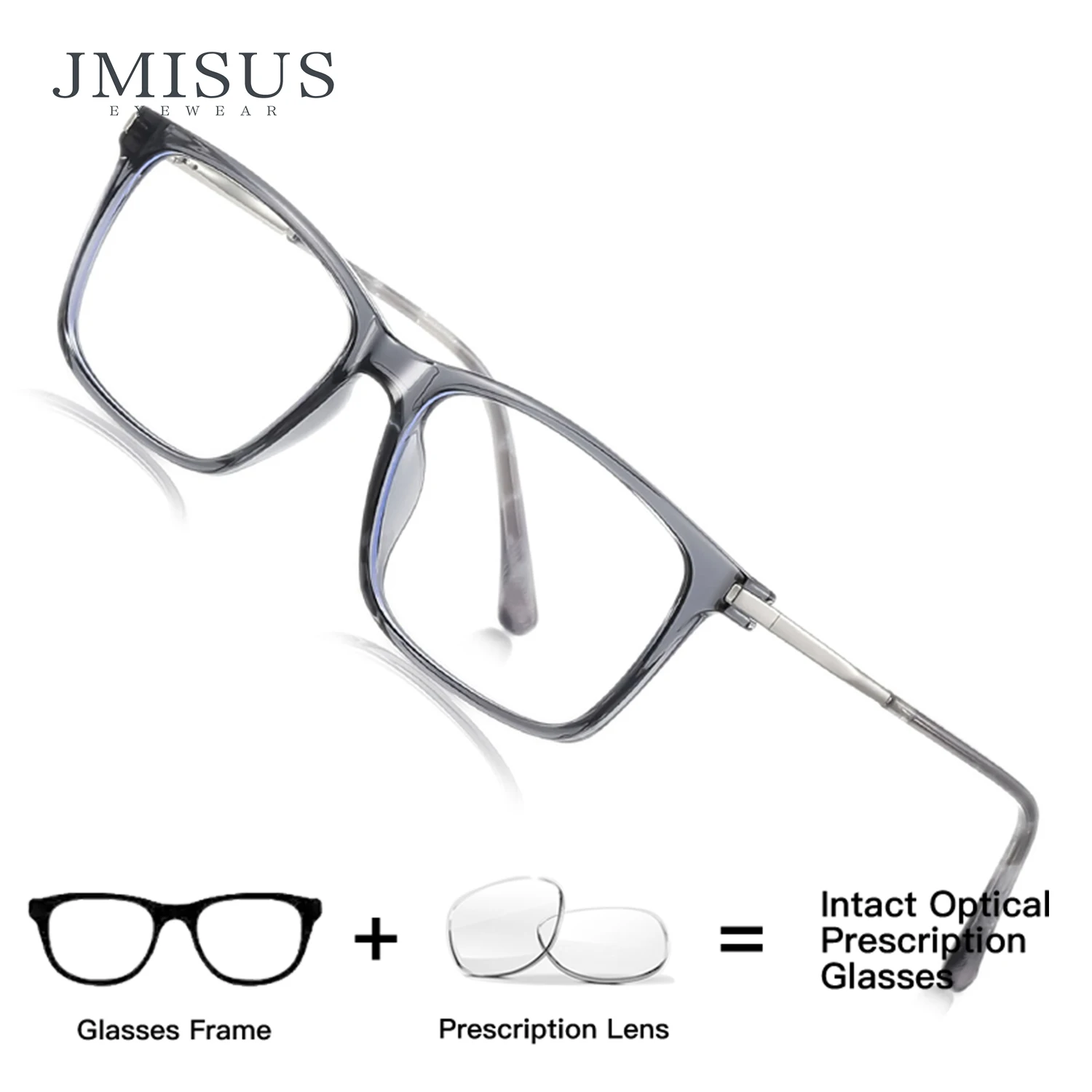 

JMISUS Korean-style Square Progressive Prescription Eyewear Fashion Rectangle Myopia Glasses Business Optical Eyeglasses for Men