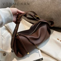 VONMONAN Bucket Bags for Women Trend Vintage Designer High Quality Soft Leather Zipper Shoulder Cross-body Handbags and Purses