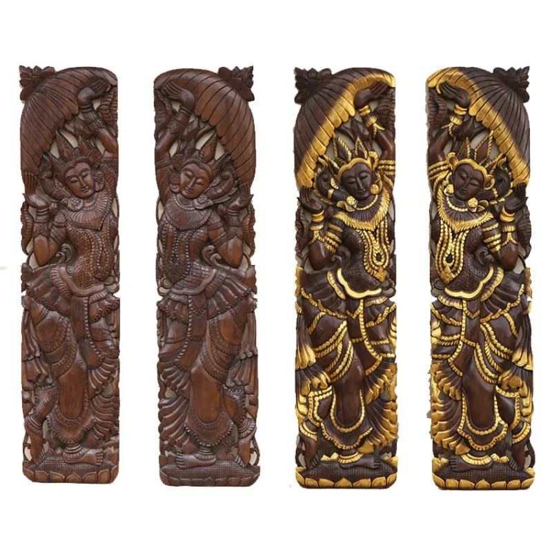 Thailand handmade wood carving South East Asia home decoration teak figure carving board wood carving handicraft wall