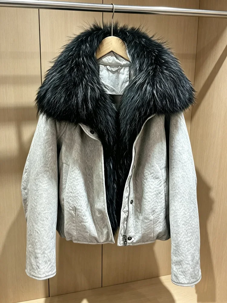 OFTBUY Thick Warm Puffer Coat Women Large Real Natural Raccoon Fur Clothing New 90% White Duck Down Jacket Fashion Female Parkas