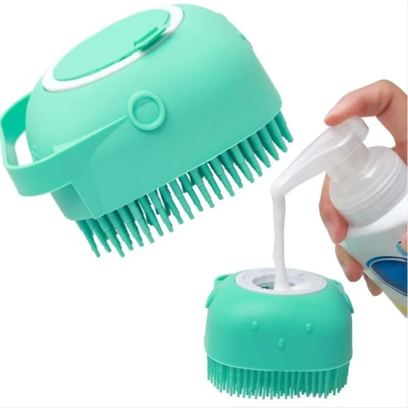 Pet Cat Shampoo Brush 2.7oz 80ml Cat Massage Comb Grooming Scrubber for Bathing Short Hair Soft Silicone Rubber Comb