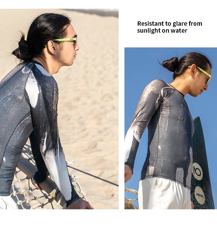 Nu-June Men Rashguard UPF50 Long Sleeve Surf Tops and Shorts Set Swimwear Three Pieces Sweatshirts Pants Beach Diving Suits