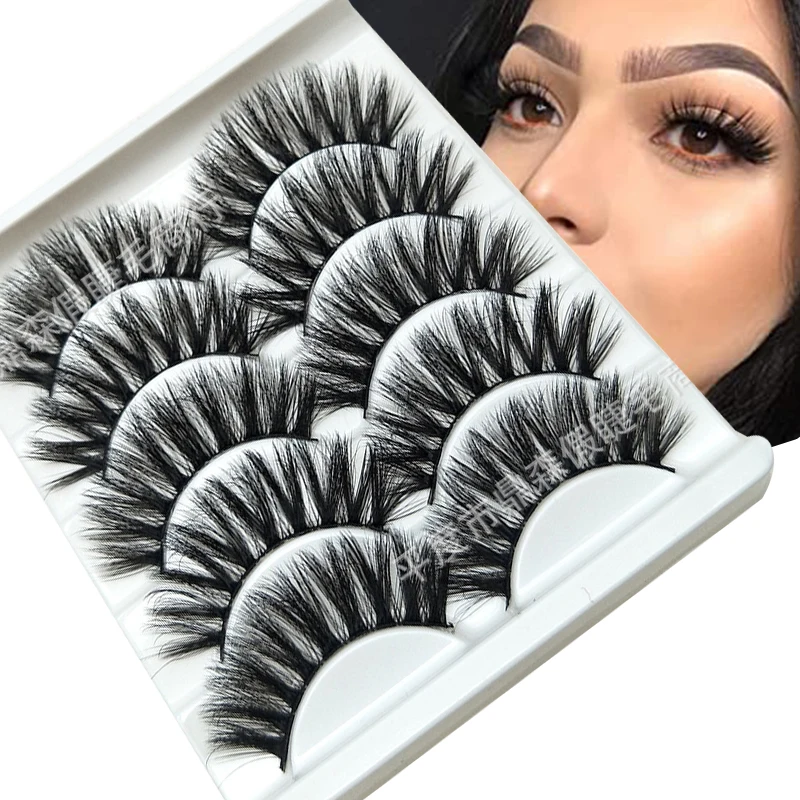 5 Paar transparente Flügelwimpern aus Kunstnerz, flauschige falsche Wimpern, koreanische natürliche Wimpern, Make-up-Wimpernstränge – Detail 1