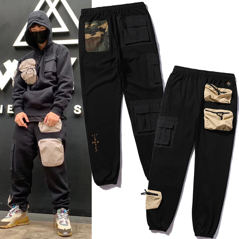 Men Women Cactus Jack Sweatpants Embroidery Letter Logo Multi Pocket Cargo Pant Street Hip Hop Loose Casual Couple Trousers