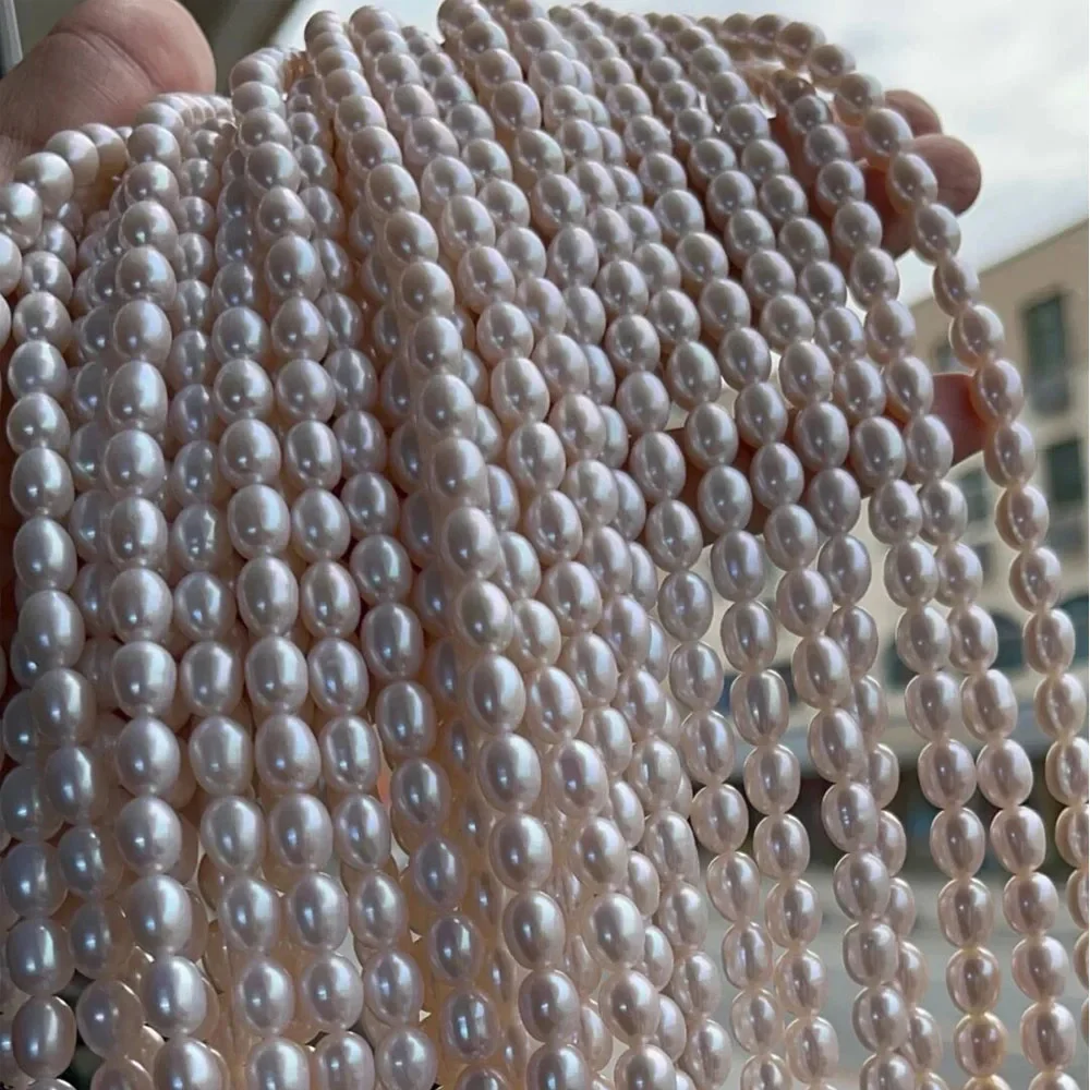 AAA 100% Perfect Selected Natural Freshwater Pearl Rice Shape Loose Spacer Bead Jewelry Making DIY Necklace Bracelet Accessories