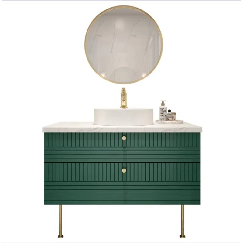 

Modern hotel waterproof floor standing mirror wash basin vanity bathroom cabinet