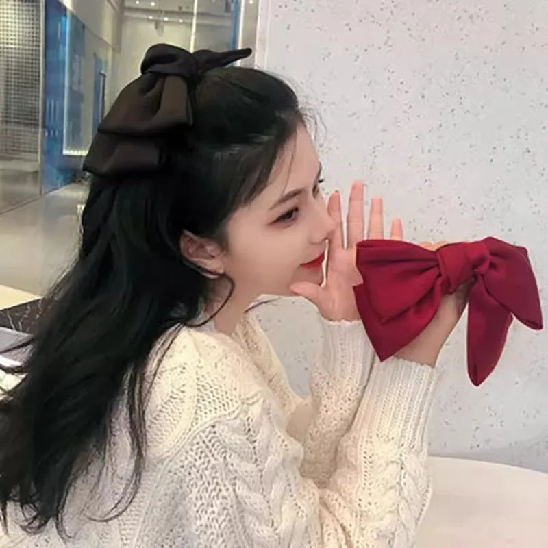 1 ชิ้นผู้หญิงผม Scrunchies โบว์สีทึบหวานน่ารัก Kawaii อเนกประสงค์ผมความยืดหยุ่นสูงอุปกรณ์เสริมผมสาว
