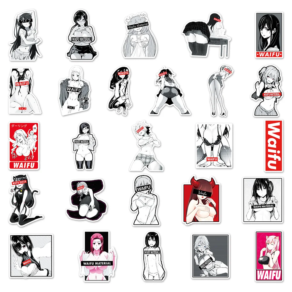 10/30/50/100pcs Adult Sexy Anime Girl Stickers Hentai Waifu Decal DIY Phone Luggage Skateboard Cartoon Graffiti Sticker Toy Gift