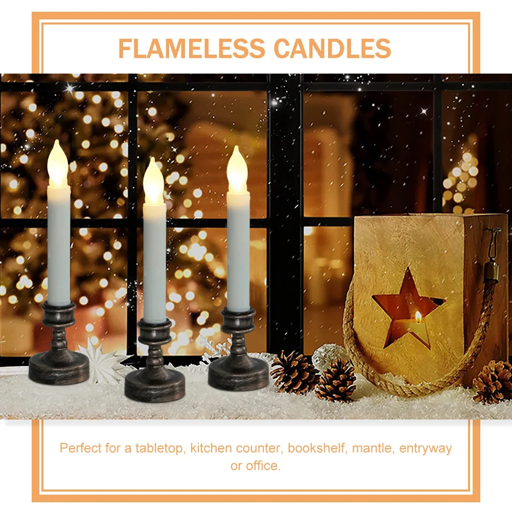 1 set LED C Light Warm White Flashing Decorative Halloween Christmas Party Lamp Desk nament Flameless Electric Taper C