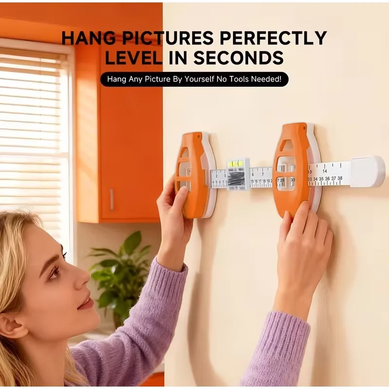 Picture Hanging Leveling Tool Ruler Precise Alignment Picture Hanger Tool with Leveling Tool Wall Frame Hanging Tool Sturdy ABS