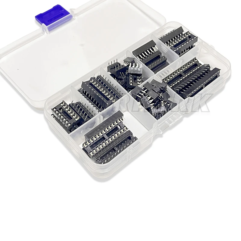 66PCS/lot with Box DIP IC Sockets Adaptor Solder Type Socket Kit 6 8 14 16 18 20 24 28 Pin DIP-6 DIP-8 DIP-14 IC Connector