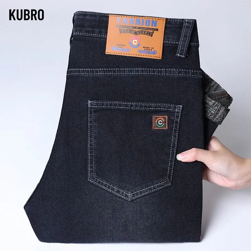 

Мужские деловые джинсы, осенняя мода, прямые эластичные узкие джинсовые брюки, удобные мягкие мужские классические повседневные брюки, брюки