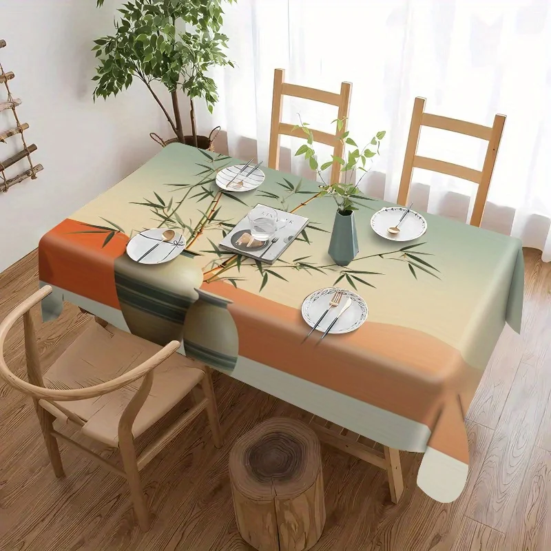 Beautiful and fashionable vase and pillar theme printed tablecloth, washable. Suitable for family kitchen dining.