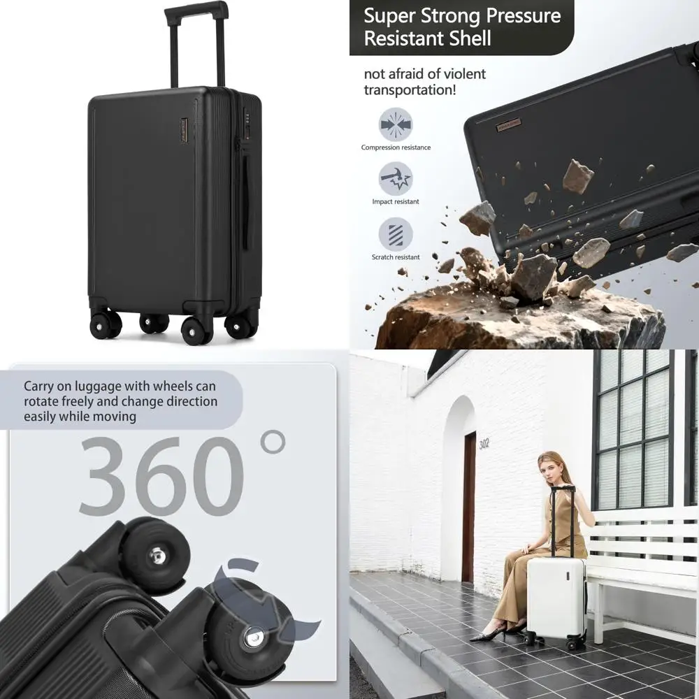 

Airline Approved 20 Inch Hard Shell Rolling Carry-On Luggage with Spinner Wheels, Compact 22x14x9 Suitcase for Travel