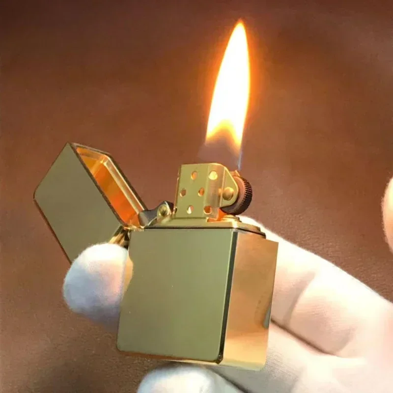 

ZORRO 912S Retro High End Heavy Armor Brass Titanium Windproof Kerosine Lighter 3/5 Hinge Metal Lighter Men's Gift