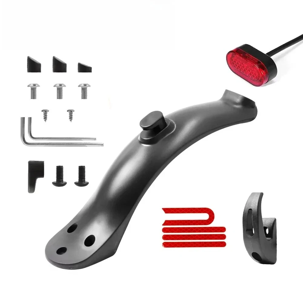 Upgraded Splash Fender Short Ducktail Mudguard Back Wing Taillight for Xiaomi M365 1S Pro Reflective Sticker Hook Dust Plug Part
