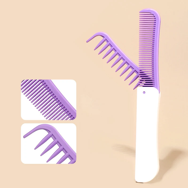 Portable travel folding 2-in-1 brush anti-static styling comb professional hair styling tool Special for real hair wigs