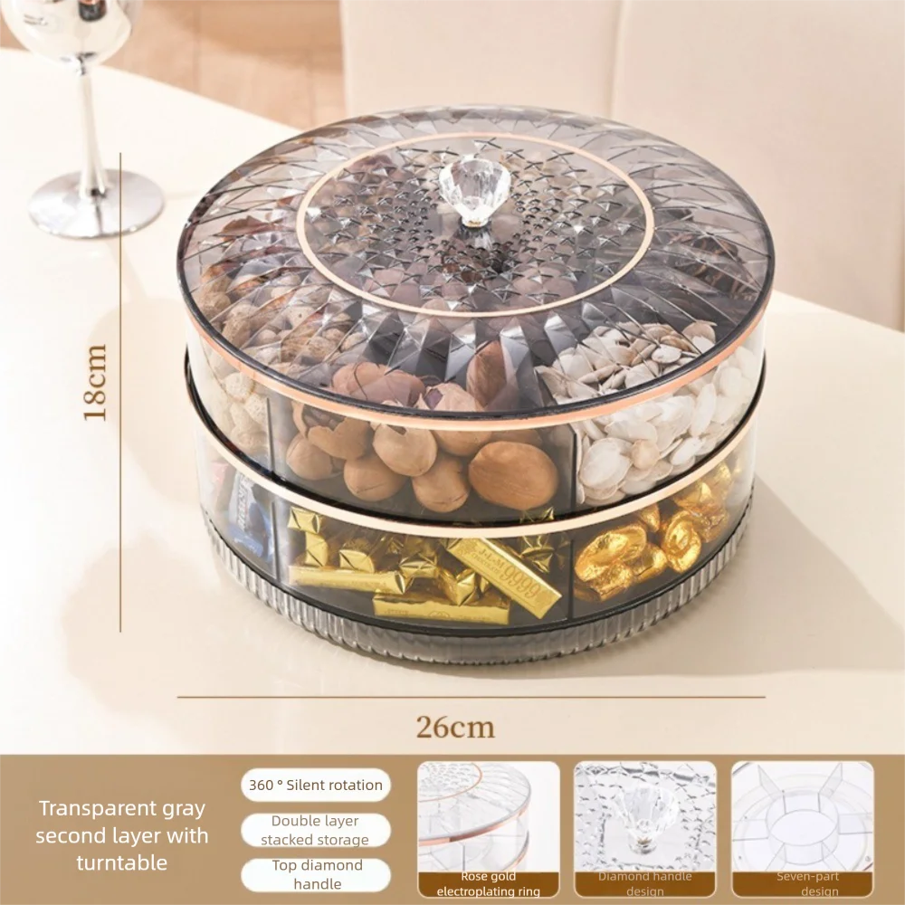 360 Degrees Rotatable Dried Fruit Storage Box Large Capacity Washable Food Storage Box Reusable Moistureproof Snack Display Box