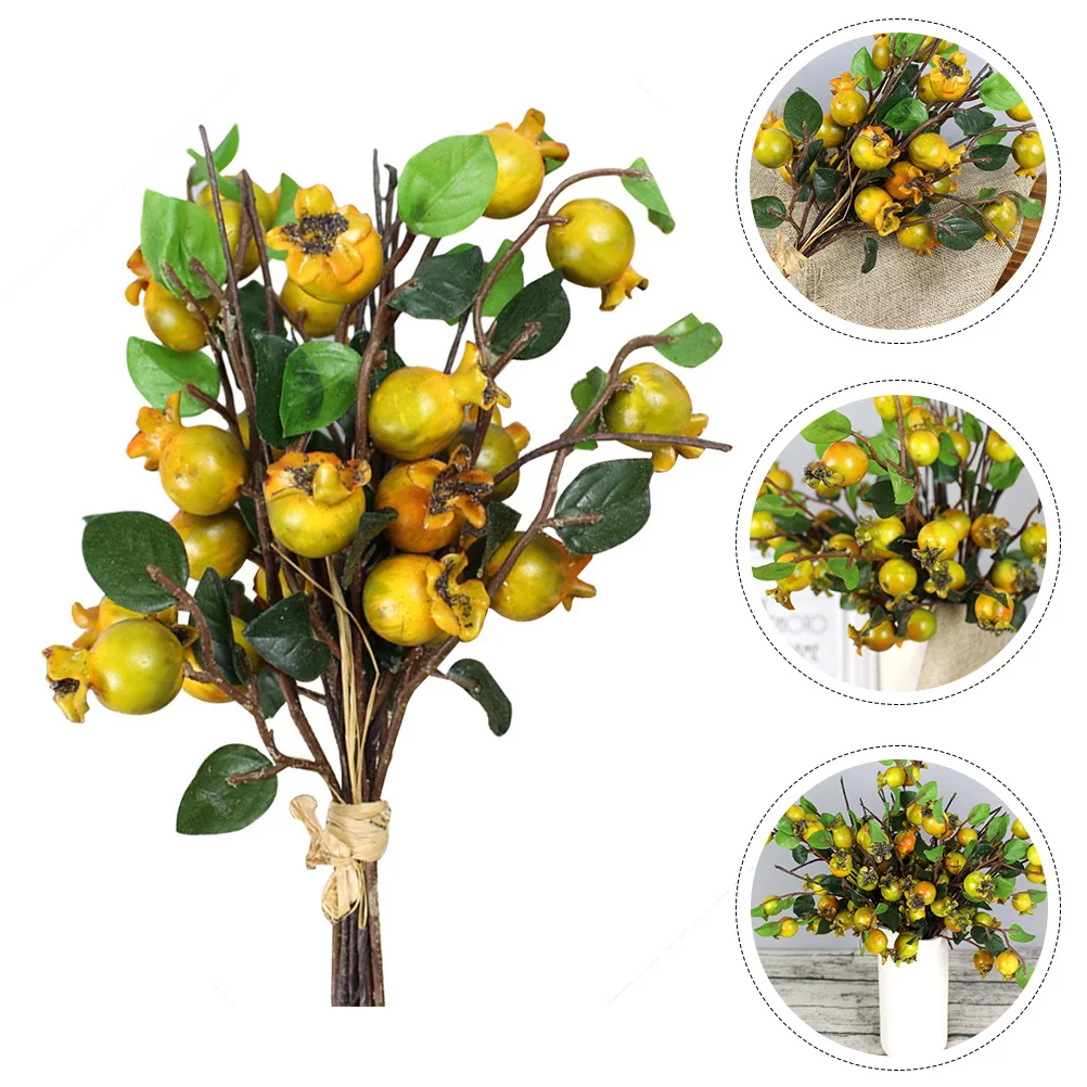 

2Pcs Artificial Pomegranate Bouquet Lifelike Fake Flower Decor Wedding Party Home Decoration Photography Props