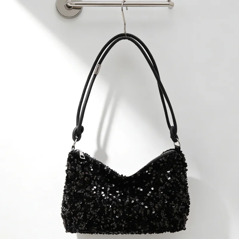 

Stylish Sequined Shoulder Bag Brand Design Handbags Elegant Women's Underarm Bag Zipper Wallet Versatile Popular Banquet Bag