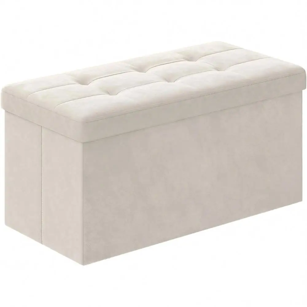 

Банкетка-оттоманка для хранения, кремово-белая, 15 x 30 x 15, для изножья кровати, тумба для хранения, нагрузка до 660 фунтов, для гостиной, спальни, прихожей