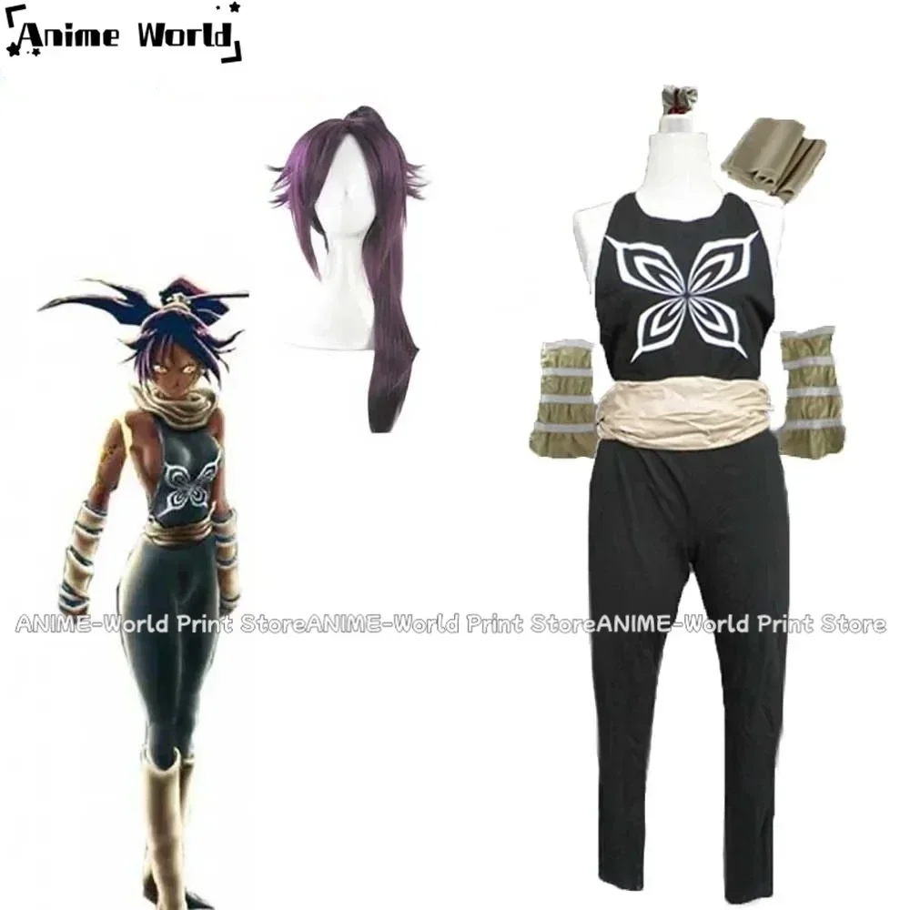 

《Custom Size》Anime Shihouin Yoruichi Cosplay Costume Halloween For Men Women Full Outfit Anime Clothes