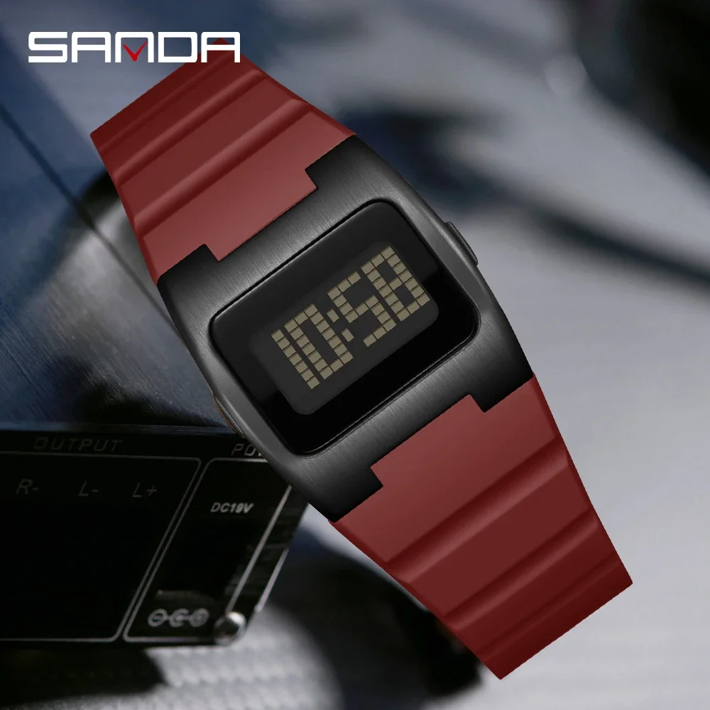 SANDA 2026 New Men's Digital Multifunctional Night Light Timer Calendar Outdoor Sports Waterproof Student Electronic Watch Reloj