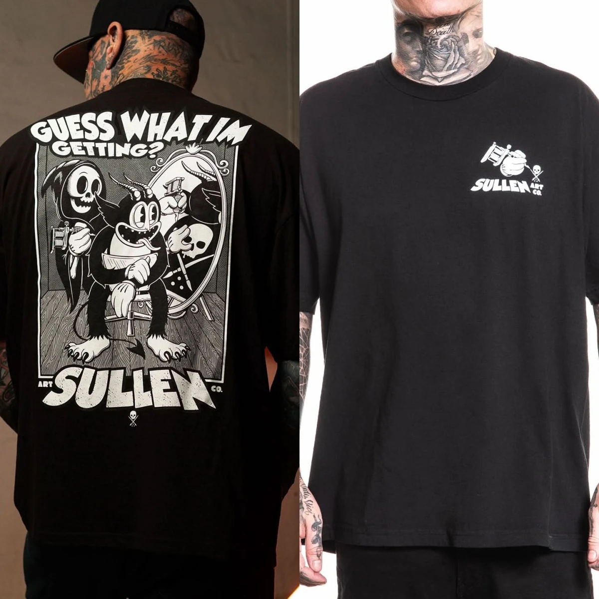 Camiseta con estampado de arte de tatuaje Guess What Sullen, camiseta gráfica 100% de algodón para hombres y mujeres, ropa de calle de verano