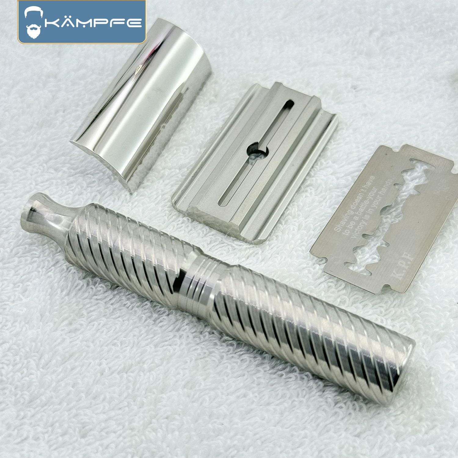 KAMPFE  Polished Titanium Anti slip Razor Handle Men's CNC manual Safety Shaver Components