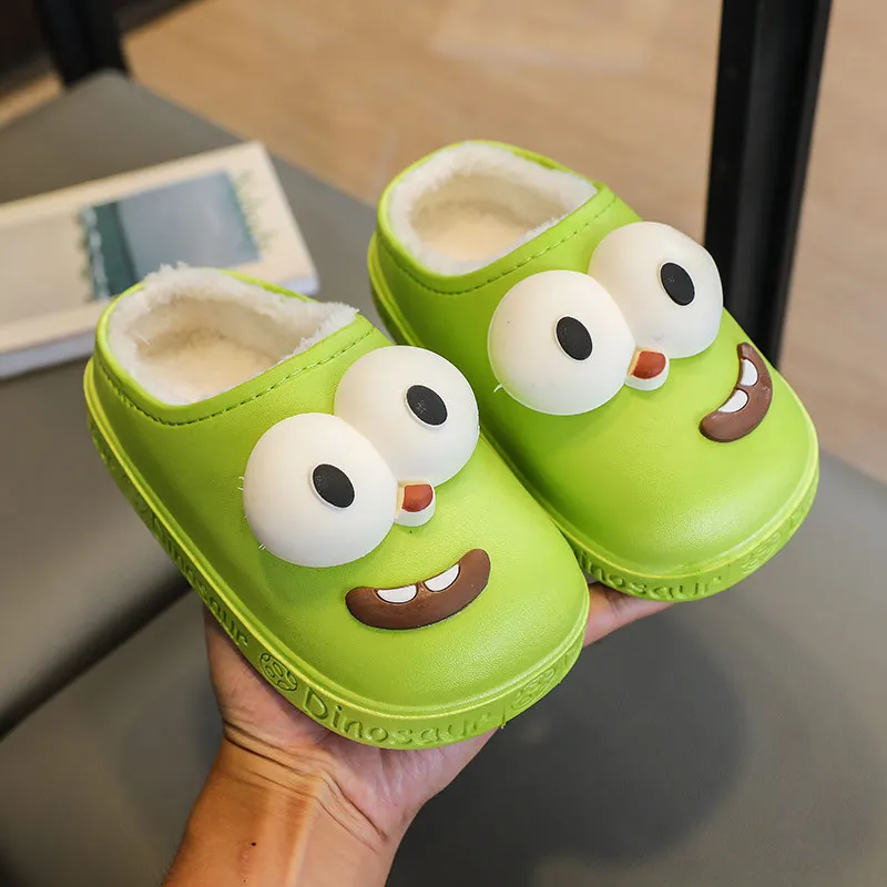 Winter Children Slippers Cartoon Cute Home Shoes Boys Girls Warm Plush Platform Slippers Kids Waterproof and Slip Cotton Shoes