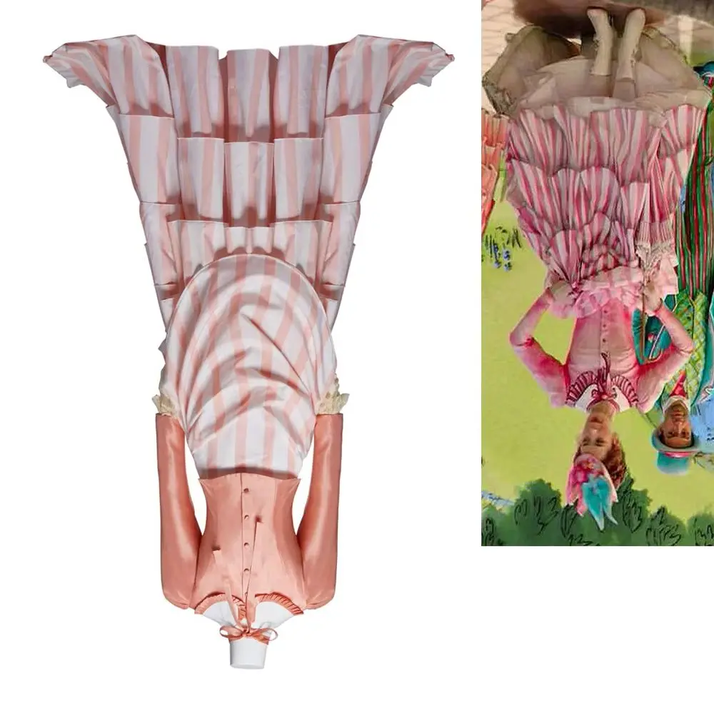 

Movie Mary Cosplay Costume Vintage Victorian Renaissance Pink Dress for Women 1800s Civil War Striped Bustle Ball Gown