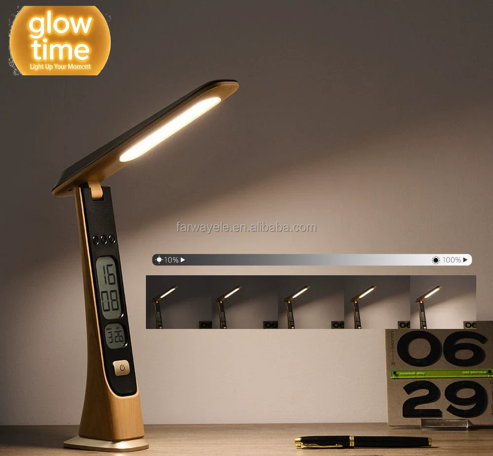 Wholesale Modern Office Desk Lamp Wireless Touch Dimming Light Emitting Diode Desk Lamp with Portable Wooden Base for Home Offic